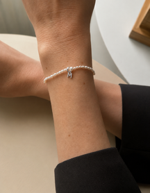 Pearly letter bracelet - Sølv